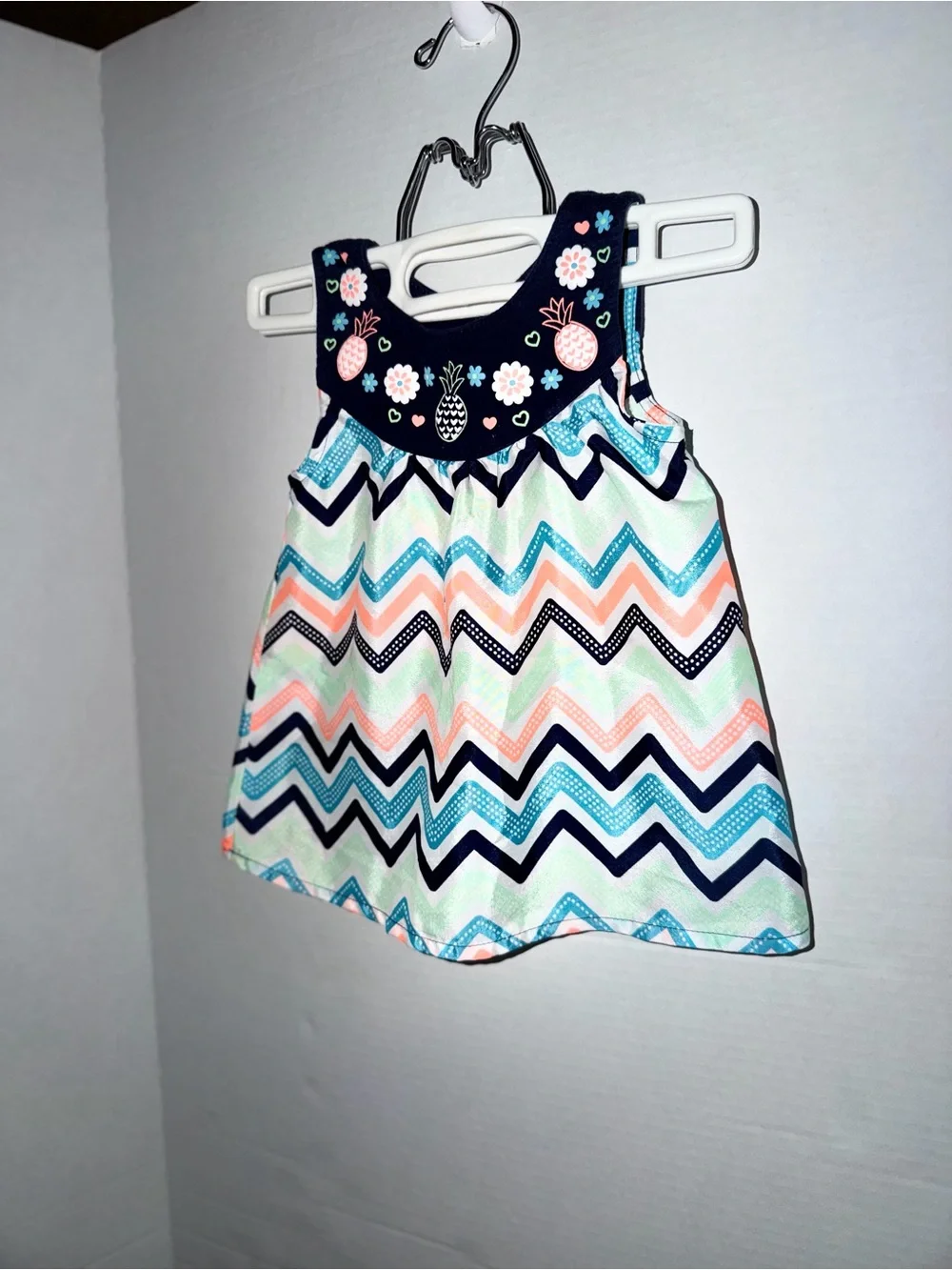 healthtex Navy Pink Mint Chevron Pineapple Tank Dress